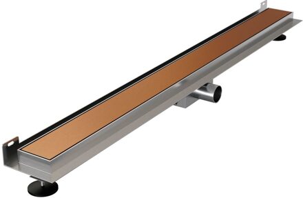 Brauer Douchegoot Brauer Brons Muur Montage Inclusief Vloerflens 100x7 cm Zero Tegelinlegrooster Omkeerbaar Brauer