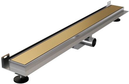 Brauer Douchegoot Brauer Geborsteld Goud Muur Montage Inclusief Vloerflens 70x7 cm Zero Tegelinlegrooster Omkeerbaar Brauer