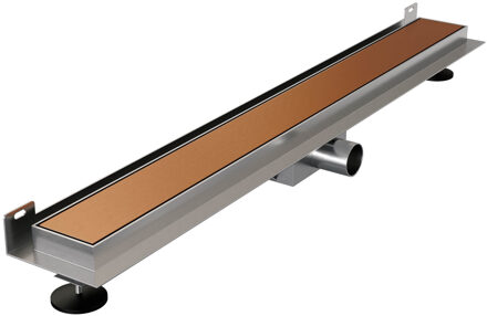 Brauer Douchegoot Brauer Geborsteld Koper Muur Montage Inclusief Vloerflens 80x7 cm Zero Tegelinlegrooster Omkeerbaar Brauer