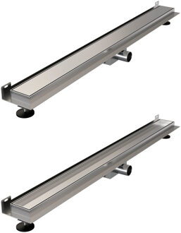 Brauer Douchegoot Brauer Geborsteld RVS Muur Montage Inclusief Vloerflens 100x7 cm Zero Tegelinlegrooster Omkeerbaar Brauer