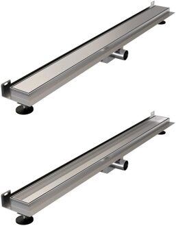 Brauer Douchegoot Brauer Geborsteld RVS Muur Montage Inclusief Vloerflens 90x7 cm Zero Tegelinlegrooster Omkeerbaar