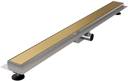 Brauer Douchegoot Brauer Goud Inclusief Vloerflens 100x7 cm Zero Tegelinlegrooster Omkeerbaar Brauer