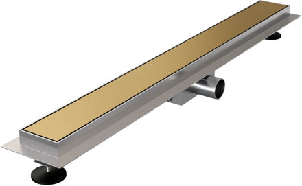 Brauer Douchegoot Brauer Goud Inclusief Vloerflens 100x7 cm Zero Tegelinlegrooster Omkeerbaar Brauer