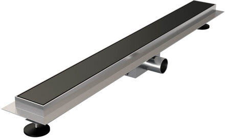 Brauer Douchegoot Brauer Mat Zwart Inclusief Vloerflens 80x7 cm Zero Tegelinlegrooster Omkeerbaar Brauer