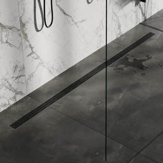 Brauer Douchegoot Brauer StanDrain 180x7 cm Zwart Vloerflens Inclusief Kunststof Sifon Verstelbare Poten