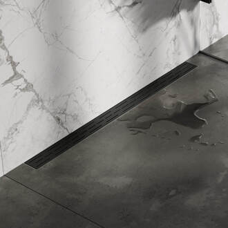 Brauer Douchegoot Brauer WallDrain Zwart Geborsteld Muur Montage 100x7 cm Inclusief Sifon Kunststof Standaard Rooster