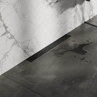 Brauer Douchegoot Brauer WallDrain Zwart Geborsteld Muur Montage 50x7 cm Inclusief Sifon Kunststof Standaard Rooster