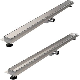 Brauer Douchegoot Brauer Zero RVS Inclusief Vloerflens 110x7 cm Tegelinlegrooster Omkeerbaar Brauer