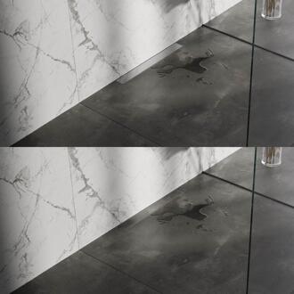 Brauer Douchegoot met Multifunctioneel Rooster en Flens Voor Wandmontage - 50 cm - Rvs Geborsteld