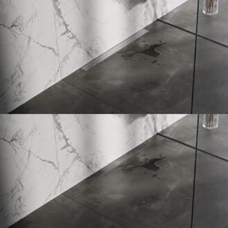 Brauer Douchegoot met Multifunctioneel Rooster en Flens Voor Wandmontage - 70 cm - Rvs Geborsteld