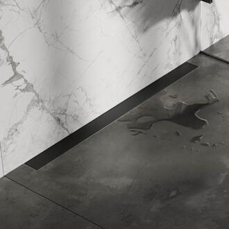 Brauer Douchegoot met Multifunctioneel Rooster en Flens Voor Wandmontage - 90 cm - Mat Zwart