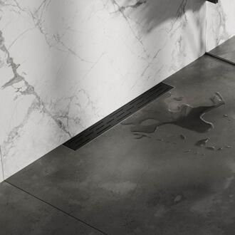 Brauer Douchegoot met Standaard Rooster en Flens Voor Wandmontage - 60 cm - Zwart