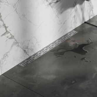 Brauer Douchegoot met Standaard Rooster en Flens Voor Wandmontage - 70 cm - Rvs Geborsteld