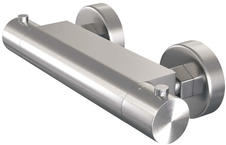 Brauer Douchekraan Brauer Brushed Edition 15cm Hartafstand Thermostatisch Opbouw Rond Geborsteld Nikkel PVD 2 Greeps