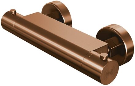 Brauer Douchekraan Brauer Copper Edition 15cm Hartafstand Thermostatisch Opbouw Rond Geborsteld Koper PVD 2 Greeps