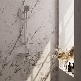 Brauer Douchekraanset Brauer Chrome Carving Opbouw Met Glijstang En Ronde Handdouche Chroom