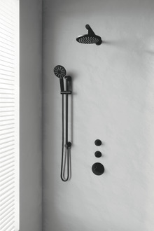 Brauer Doucheset Brauer Inbouw Rond Zwart 20cm Hoofddouche Wandarm 3 Standen Handdouche Glijstang