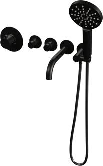 Brauer Doucheset Brauer Inbouw Wand Rond Zwart Thermostaatkraan 3 Standen Handdouche