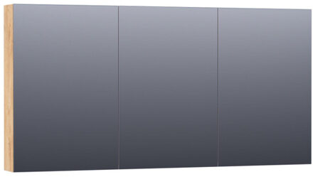 Brauer Dual Spiegelkast - 140x70x15cm - verlichting - geintegreerd - 3 links- rechtsdraaiende spiegeldeur - MFC - nomad 7197 Nomad (Hout)