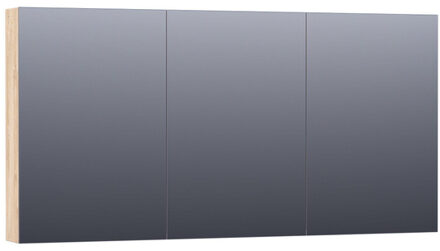 Brauer Dual Spiegelkast - 140x70x15cm - verlichting - geintegreerd - 3 links- rechtsdraaiende spiegeldeur - MFC - sahara 7191 Sahara (Hout)