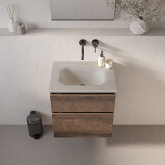 Brauer Dune Medium wastafel 60 cm met 1 wasbak en 0 kraangaten sintered stone Ivory Travertin Ivoor