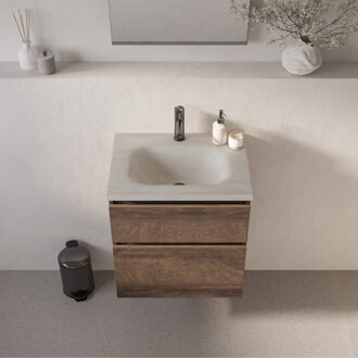 Brauer Dune Medium wastafel 60 cm met 1 wasbak en 1 kraangat Sintered Stone Ivory Travertin Ivoor