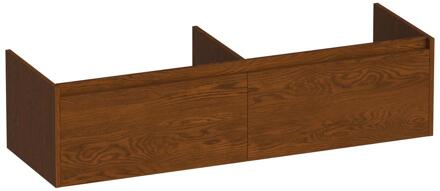 Brauer Embrace - Onderkast - 140 cm - met 2 Softclose Lades Greeploos en 2 Sifon Uitsparingen - Lamellen Eiken Bruin