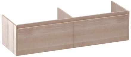 Brauer Embrace - Onderkast - 140 cm - met 2 Softclose Lades Greeploos en 2 Sifon Uitsparingen - Lamellen Eiken Wit