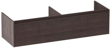 Brauer Embrace - Onderkast - 140 cm - met 2 Softclose Lades Greeploos en 2 Sifon Uitsparingen - Lamellen Eiken Zwart