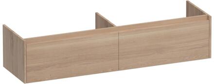 Brauer Embrace - Onderkast - 160 cm - met 2 Softclose Lades Greeploos en 2 Sifon Uitsparingen - Lamellen Eiken Naturel