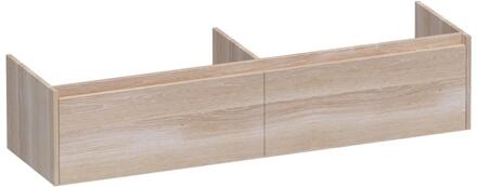 Brauer Embrace - Onderkast - 160 cm - met 2 Softclose Lades Greeploos en 2 Sifon Uitsparingen - Lamellen Eiken Wit