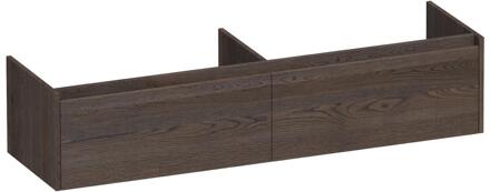 Brauer Embrace - Onderkast - 160 cm - met 2 Softclose Lades Greeploos en 2 Sifon Uitsparingen - Lamellen Eiken Zwart