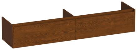 Brauer Embrace - Onderkast - 200 cm - met 2 Softclose Lades Greeploos en 2 Sifon Uitsparingen - Lamellen Eiken Bruin