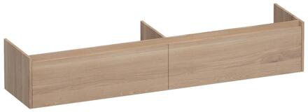 Brauer Embrace - Onderkast - 200 cm - met 2 Softclose Lades Greeploos en 2 Sifon Uitsparingen - Lamellen Eiken Naturel