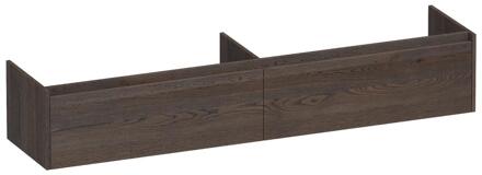 Brauer Embrace - Onderkast - 200 cm - met 2 Softclose Lades Greeploos en 2 Sifon Uitsparingen - Lamellen Eiken Zwart