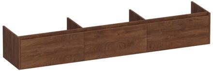 Brauer Embrace - Onderkast - 220 cm - met 3 Softclose Lades Greeploos en 0 cm - Sifon Uitsparingen - Forest Cacao