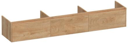 Brauer Embrace - Onderkast - 220 cm - met 3 Softclose Lades Greeploos en 0 cm - Sifon Uitsparingen - Forest Tan