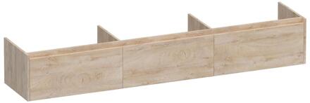 Brauer Embrace - Onderkast - 220 cm - met 3 Softclose Lades Greeploos en 0 cm - Sifon Uitsparingen - Forest Wheat