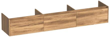 Brauer Embrace - Onderkast - 220 cm - met 3 Softclose Lades Greeploos en 0 cm - Sifon Uitsparingen - Honey