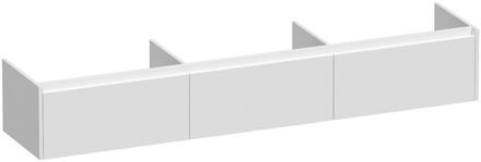 Brauer Embrace - Onderkast - 220 cm - met 3 Softclose Lades Greeploos en 0 cm - Sifon Uitsparingen - Hoogglans Wit