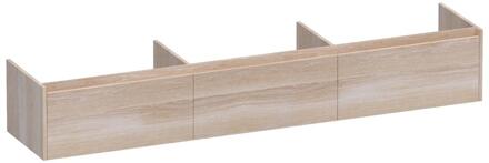 Brauer Embrace - Onderkast - 220 cm - met 3 Softclose Lades Greeploos en 0 cm - Sifon Uitsparingen - Lamellen Eiken Wit