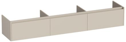 Brauer Embrace - Onderkast - 220 cm - met 3 Softclose Lades Greeploos en 0 cm - Sifon Uitsparingen - Mat Beige