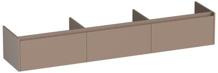Brauer Embrace - Onderkast - 220 cm - met 3 Softclose Lades Greeploos en 0 cm - Sifon Uitsparingen - Mat Mokka