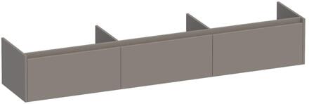 Brauer Embrace - Onderkast - 220 cm - met 3 Softclose Lades Greeploos en 0 cm - Sifon Uitsparingen - Mat Taupe