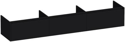 Brauer Embrace - Onderkast - 220 cm - met 3 Softclose Lades Greeploos en 0 cm - Sifon Uitsparingen - Mat Zwart