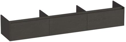 Brauer Embrace - Onderkast - 220 cm - met 3 Softclose Lades Greeploos en 0 cm - Sifon Uitsparingen - Timber Anthracite