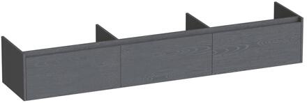 Brauer Embrace - Onderkast - 220 cm - met 3 Softclose Lades Greeploos en 0 cm - Sifon Uitsparingen - Timber Grey