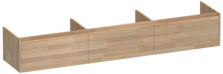 Brauer Embrace - Onderkast - 220 cm - met 3 Softclose Lades Greeploos en 0 cm - Sifon Uitsparingen - Vingerlas Eiken Grijs