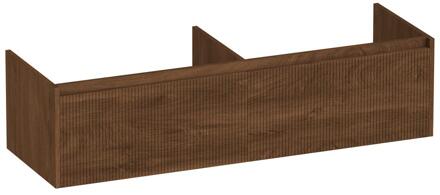 Brauer Embrace Wavy - Onderkast - 140 cm - met 2 Softclose Lades Greeploos en 2 Sifon Uitsparingen - Forest Cacao