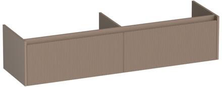Brauer Embrace Wavy - Onderkast - 160 cm - met 2 Softclose Lades Greeploos en 2 Sifon Uitsparingen - Mat Mokka